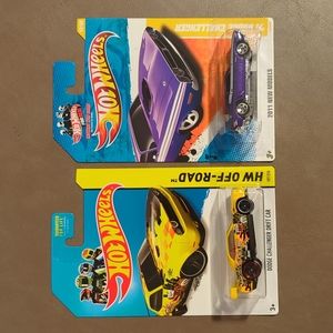 2 Hot wheels Mattel Dodge Challenger 1971 drift car off road